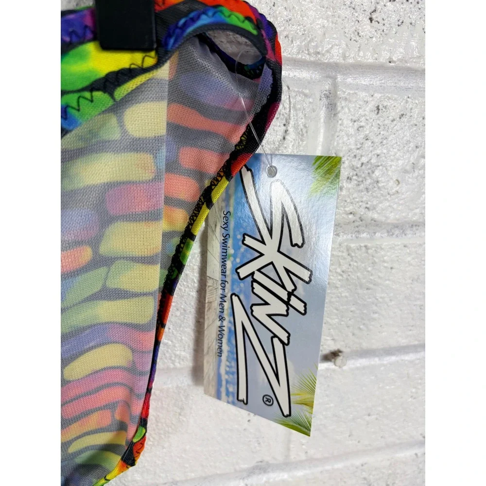 Skinz Competition Posing Brief Men XL Rainbow Brick Print Semi Sheer Bikini